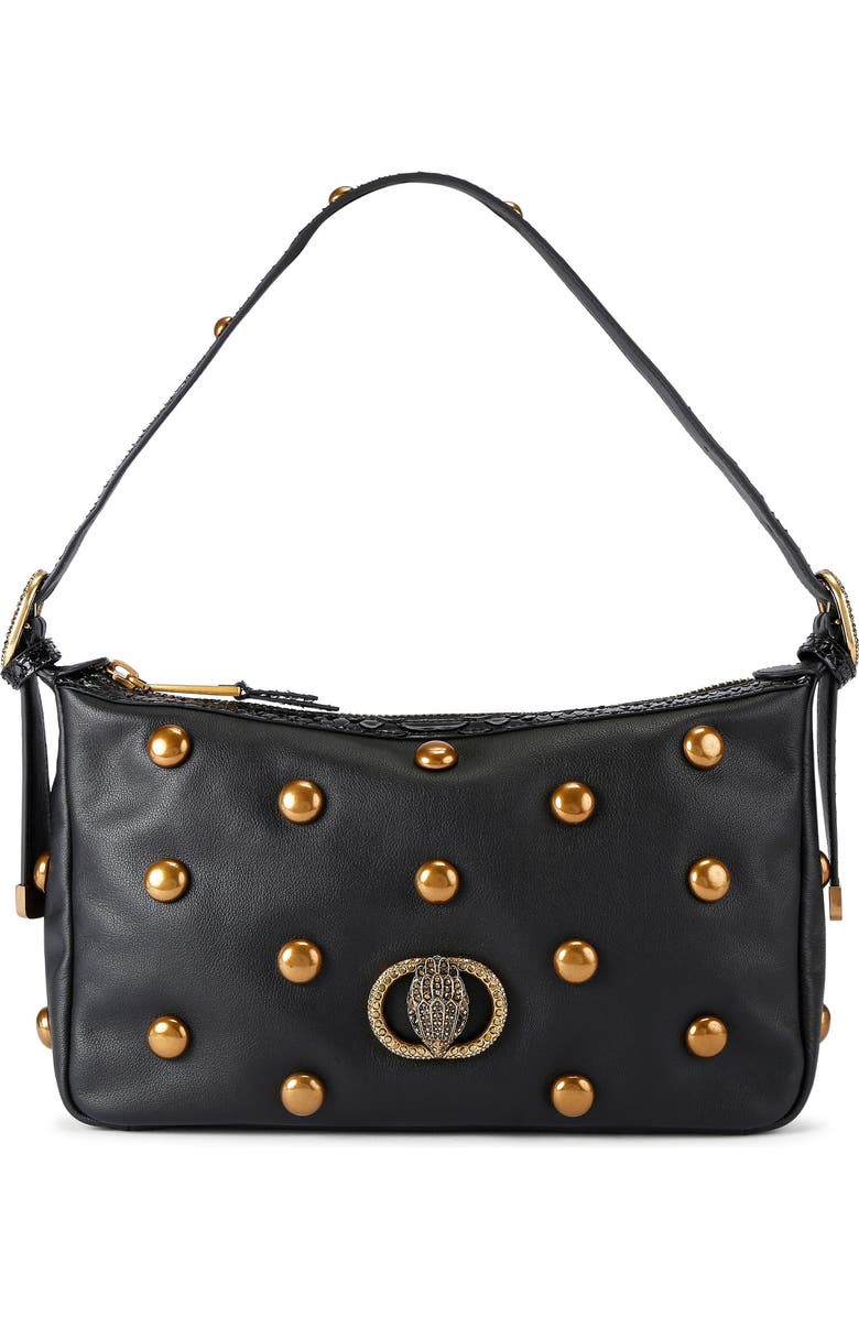 Kurt Geiger London Chelsea Stud Soft Leather Shoulder Bag, Main, color, Charcoal