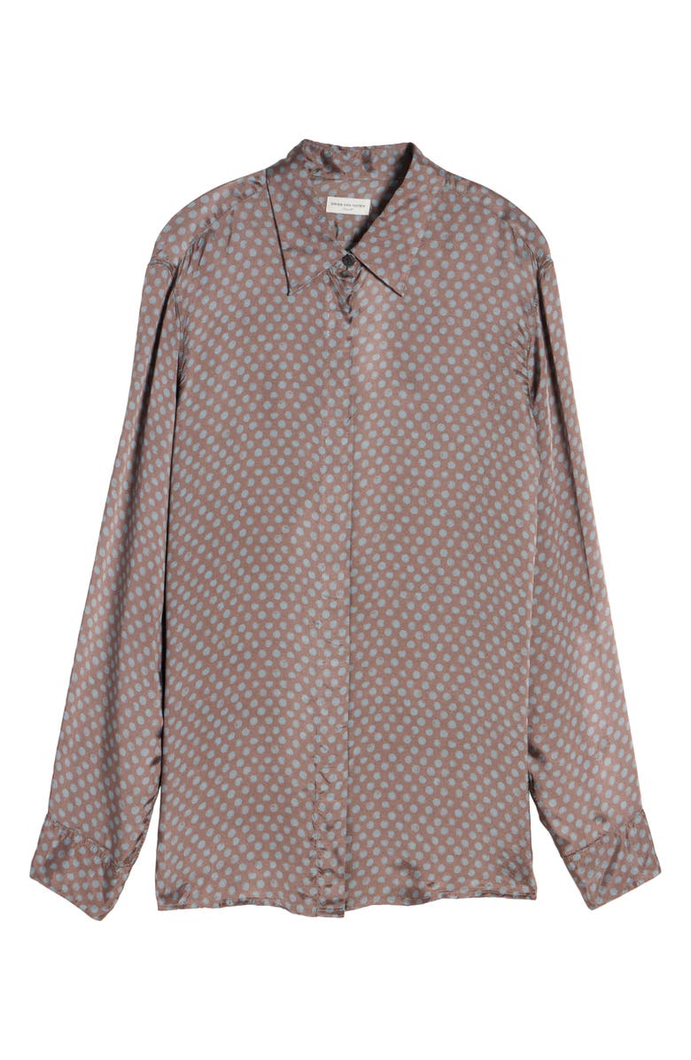 Dries Van Noten Clavel Polka Dot Button-Up Shirt, Alternate, color, Red