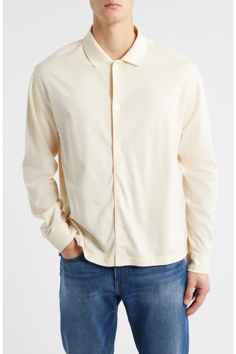 Cotton Piqué Button-Up Shirt, Main, color, CREAM