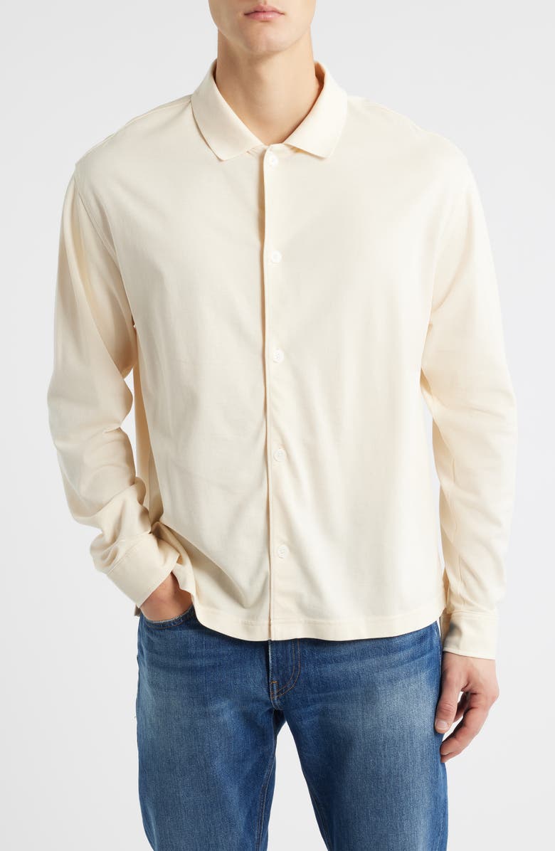 FRAME Cotton Piqué Button-Up Shirt, Main, color, Cream