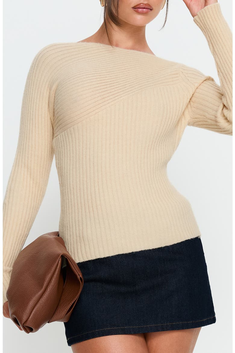 Cassye Ribbed One-Shoulder Top, Main, color, BEIGE