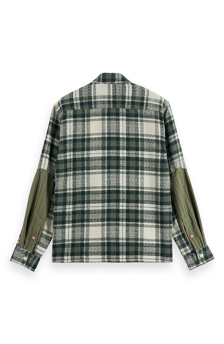 Scotch & Soda Plaid Patchwork Regular Fit Button-Up Shirt, Alternate, color, Thyme Check