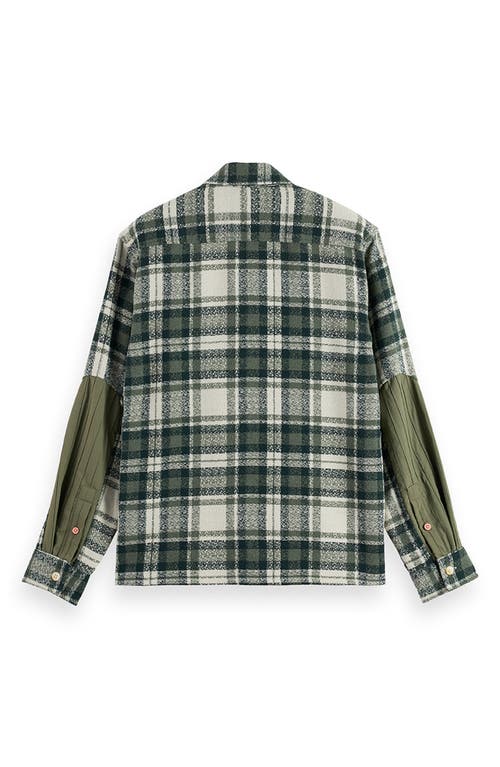 Scotch & Soda Plaid Patchwork Regular Fit Button-up Shirt In Green