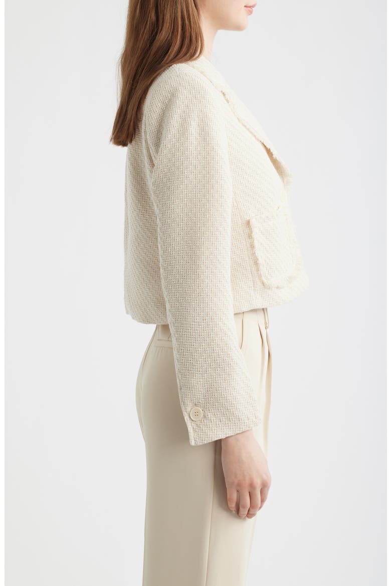 Fringe Detail Tweed Jacket, Alternate, color, ALMOND MILK