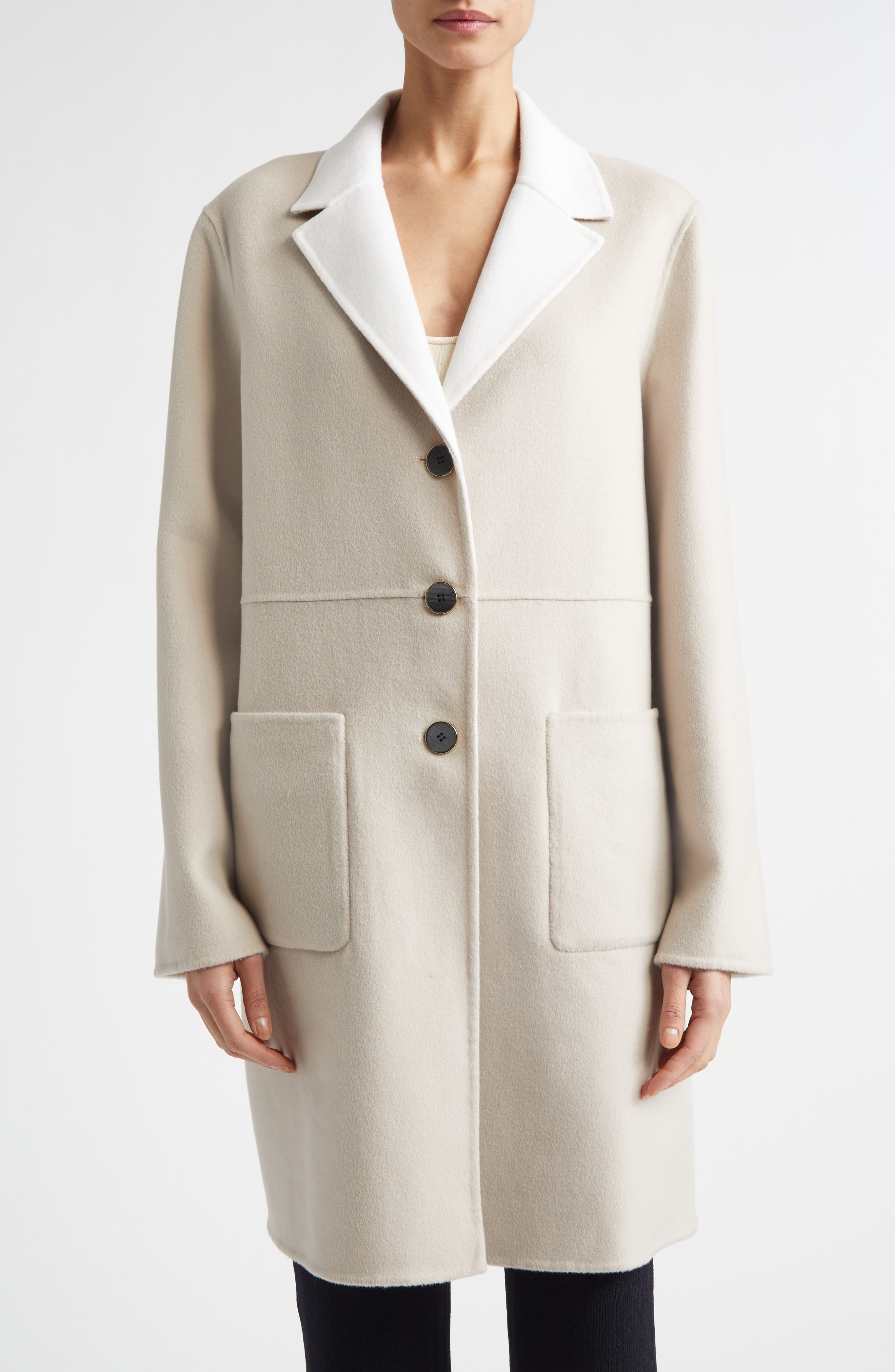 Two-Tone Double Face Wool & Cashmere Coat - image 3