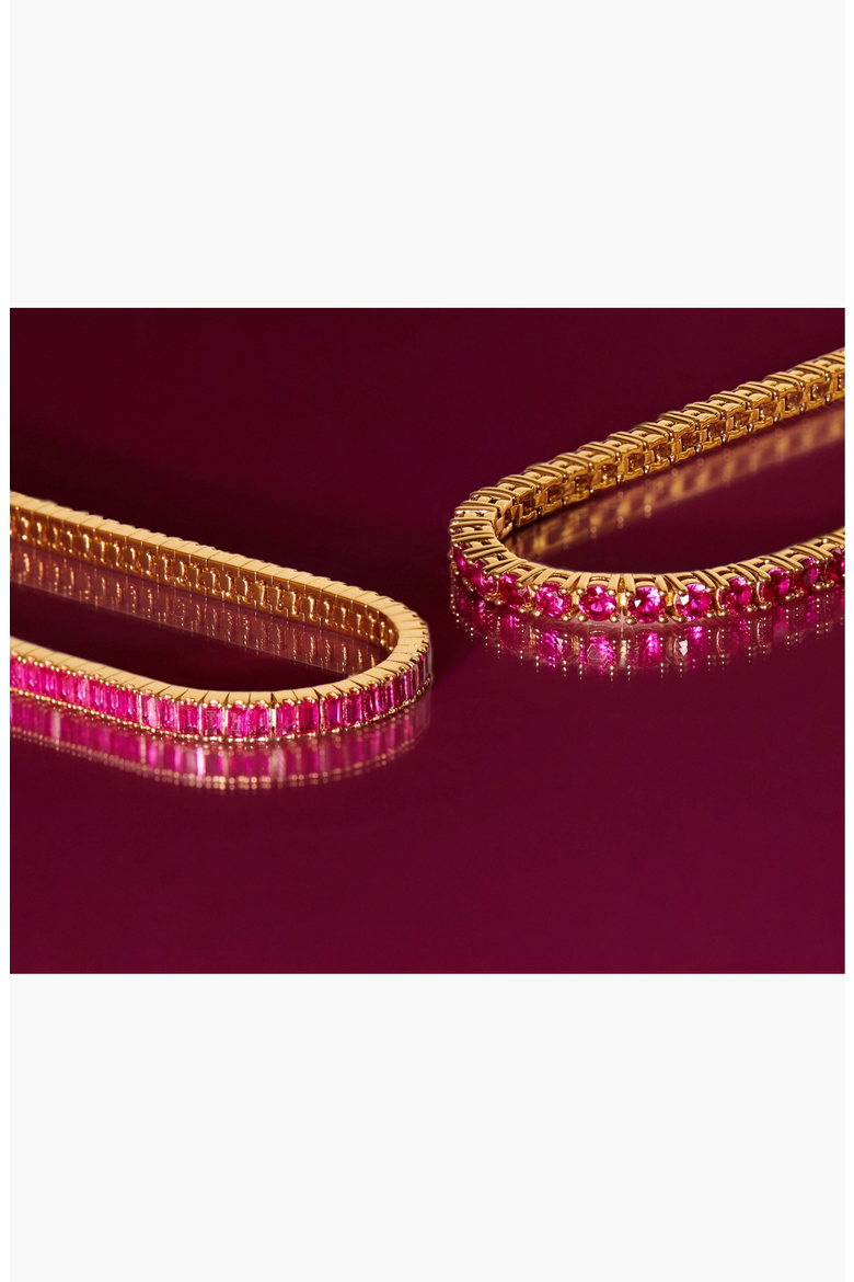 Lab Grown Red Ruby Baguette Tennis Bracelet, Alternate, color, Gold Vermeil