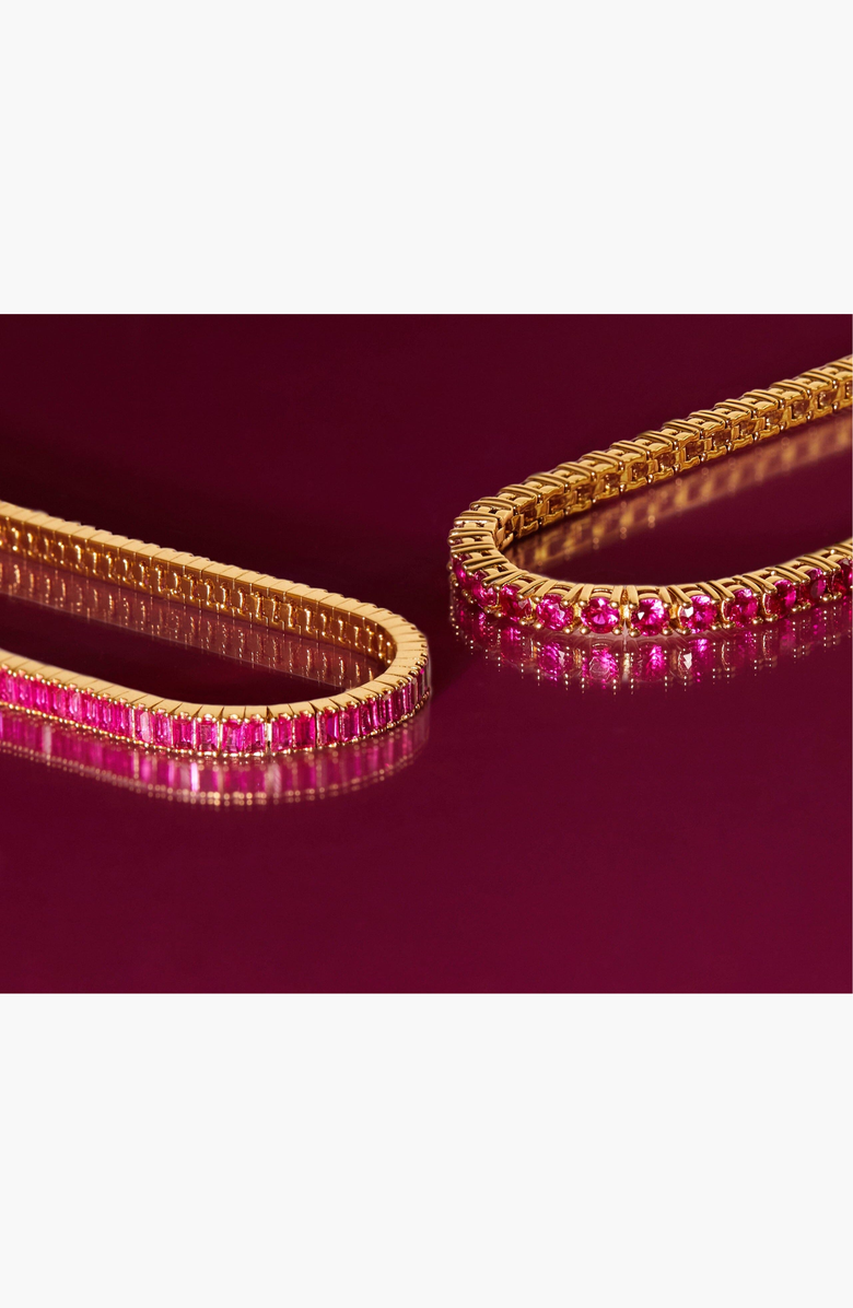 Aurate New York Lab Grown Red Ruby Baguette Tennis Bracelet, Alternate, color, Red Ruby
