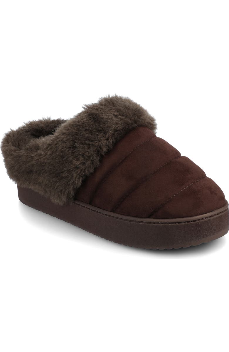 Journee Collection Blair Faux Fur Slipper, Main, color, Brown