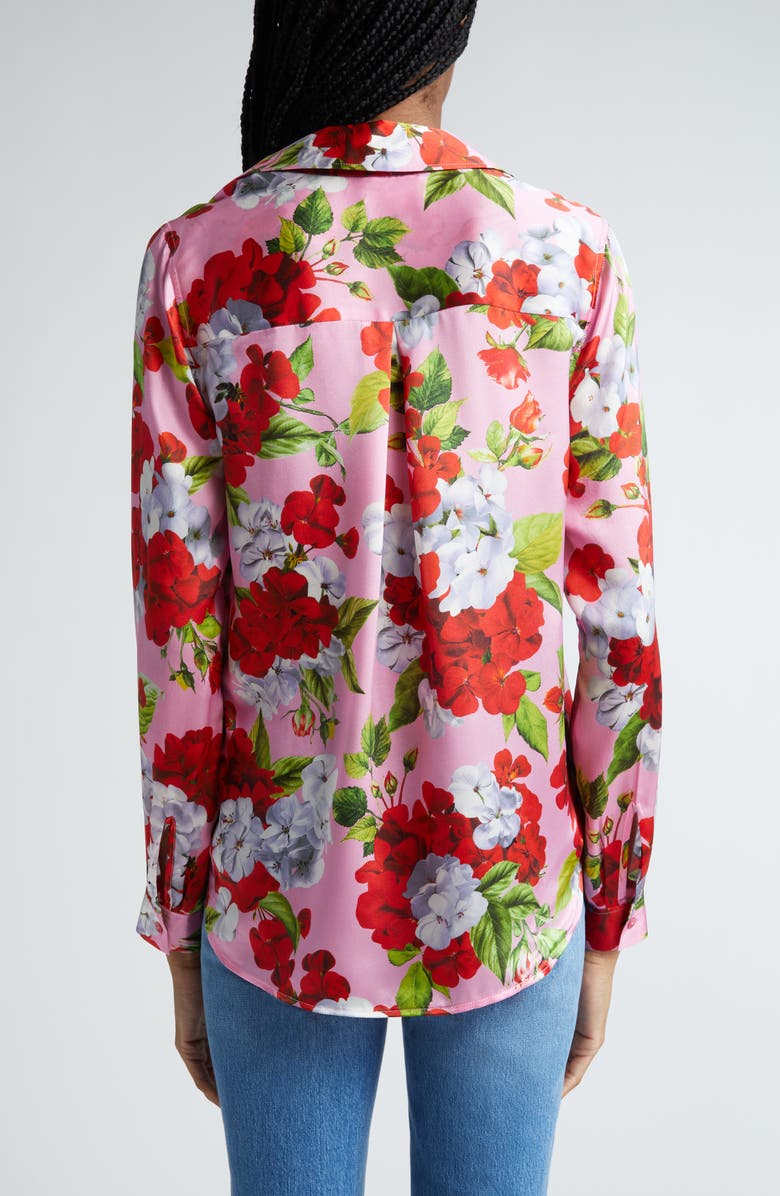 L'AGENCE Tyler Floral Silk Button-Up Shirt, Alternate, color, 