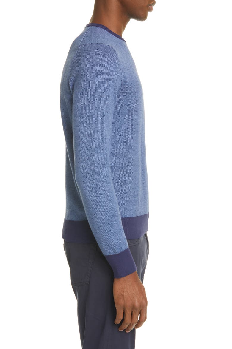 Classic Fit Dot Cotton Crewneck Sweater, Alternate, color, NAVY