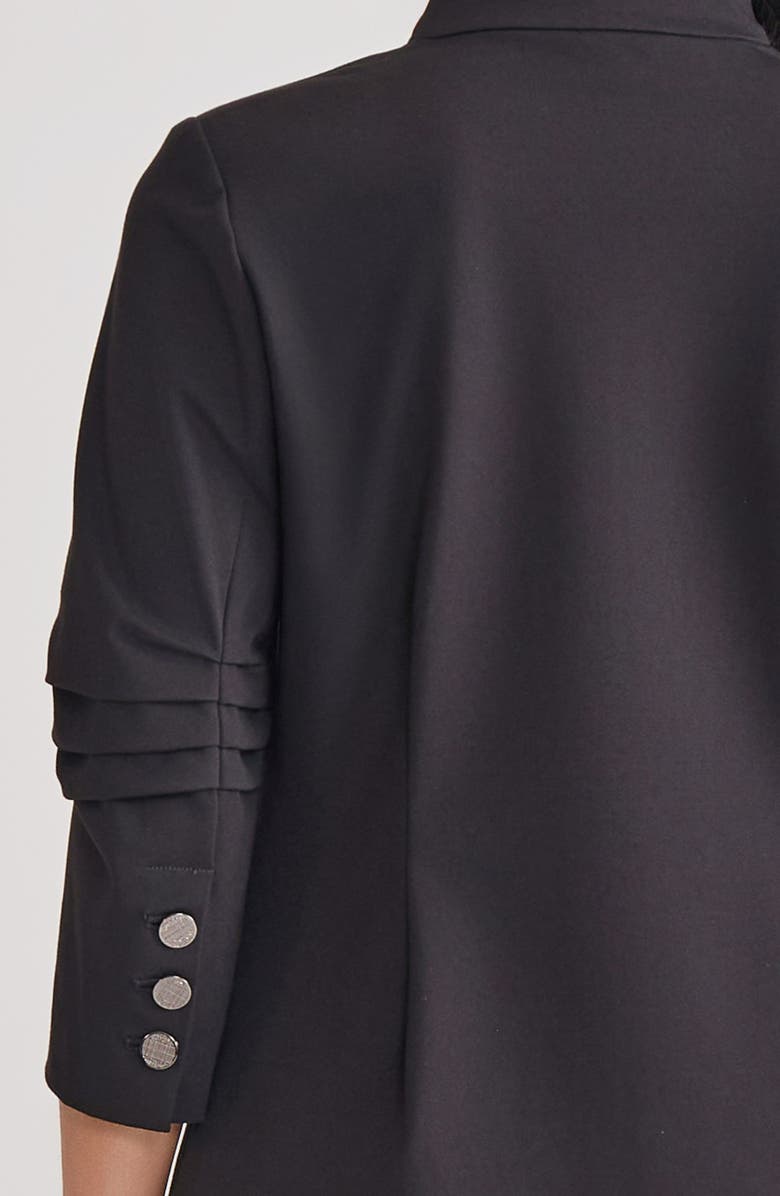 Misook Ruched Sleeve Ponte Jacket, Alternate, color, Black