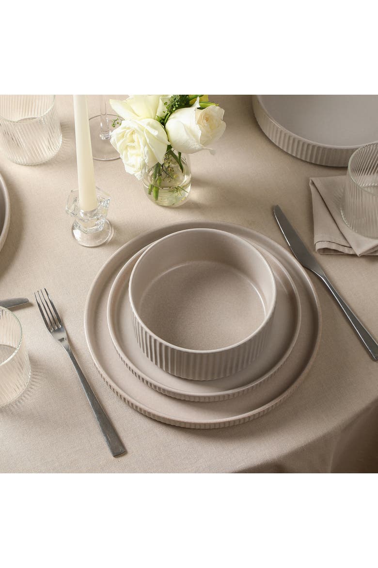 Haven Stoneware 32-Piece  Dinnerware Set with Pasta Bowls, Alternate, color, Beige