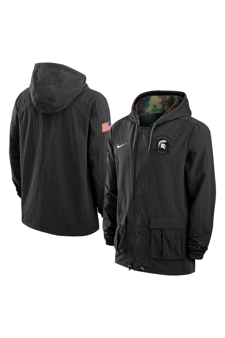 Men's Nike Black Michigan State Spartans 2025 NCAA Military Appreciation Full-Snap Jacket, Main, color, Black