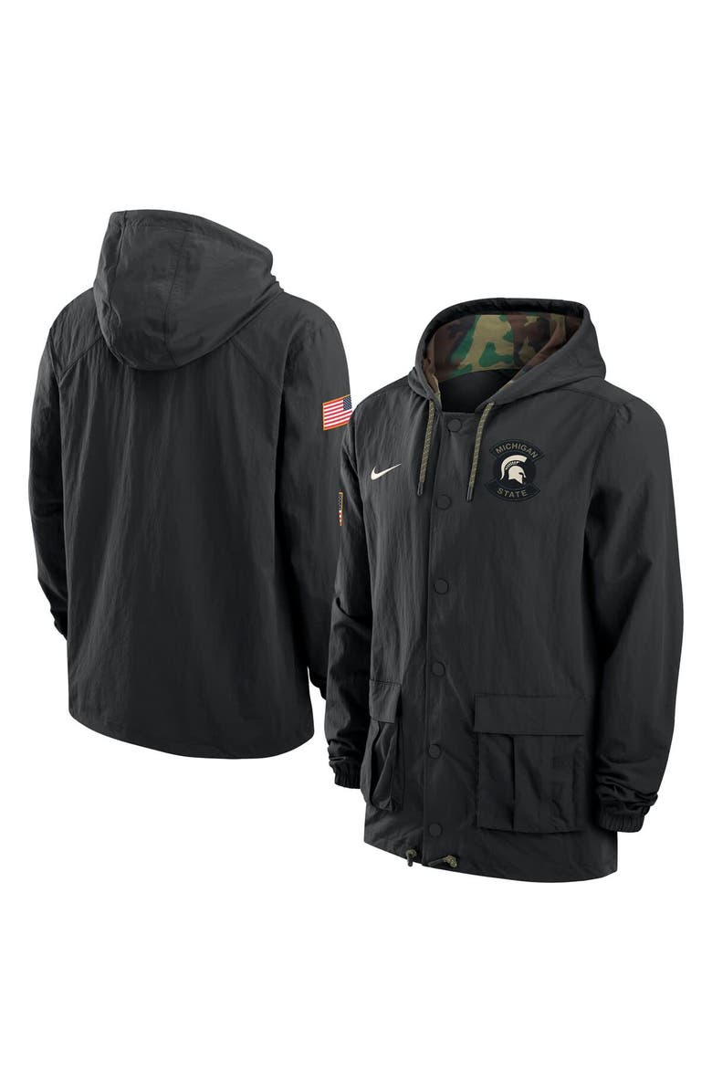 Nike Men's Nike Black Michigan State Spartans 2025 NCAA Military Appreciation Full-Snap Jacket, Main, color, Black