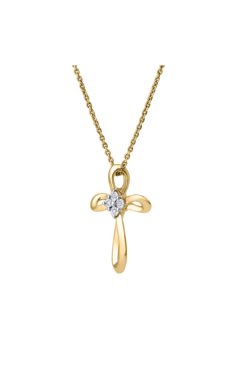 LuvMyJewelry Lightbound 0.02 Cts Natural Diamond Cross 14K Gold Pendant, Alternate, color, 14K Yellow Gold