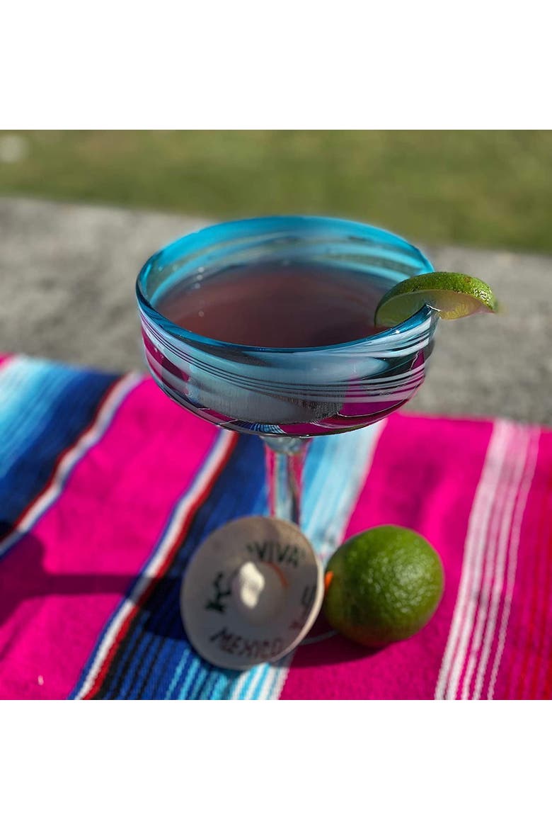 Swirl Design Margarita Glasses - Set of 4, Alternate, color, Aqua