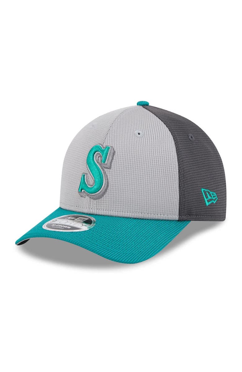 New Era Men's New Era  Gray/Aqua Seattle Mariners 2025 Batting Practice 9FORTY M-Crown Adjustable Hat, Main, color, 