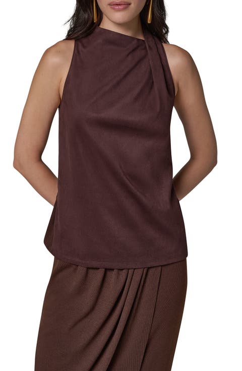 Mixed Media Tie Neck Tank