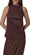 Donna Karan New York Mixed Media Tie Neck Tank