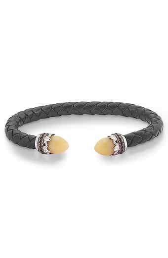 Yellow Opal Sterling Silver Leather Bangle