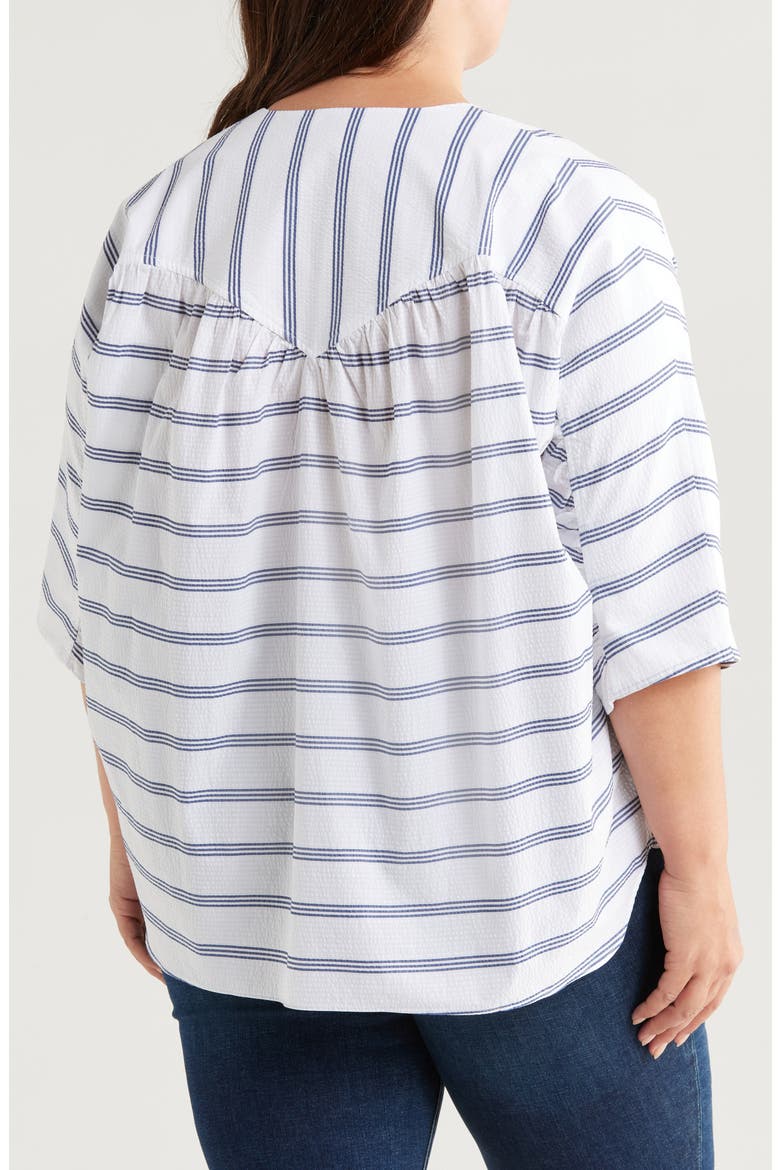 Elexis Stripe Tunic Top, Alternate, color, WHITE NAVY STRIPES