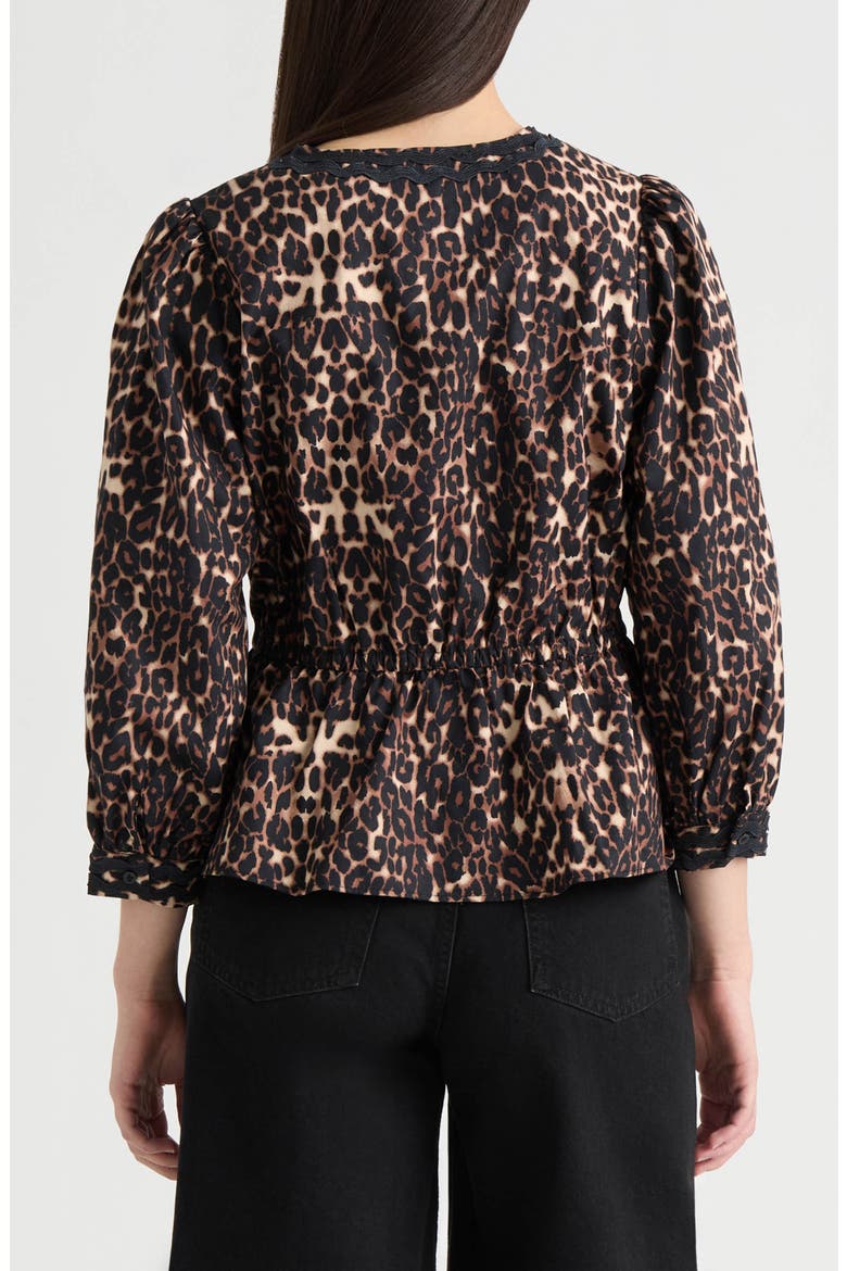 Leopard Print Cotton Peplum Top, Alternate, color, LEOPARD
