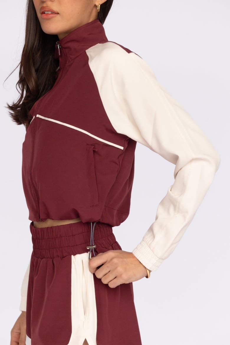 Nicole Cropped Active Jacket, Alternate, color, Burgundy / Ecru