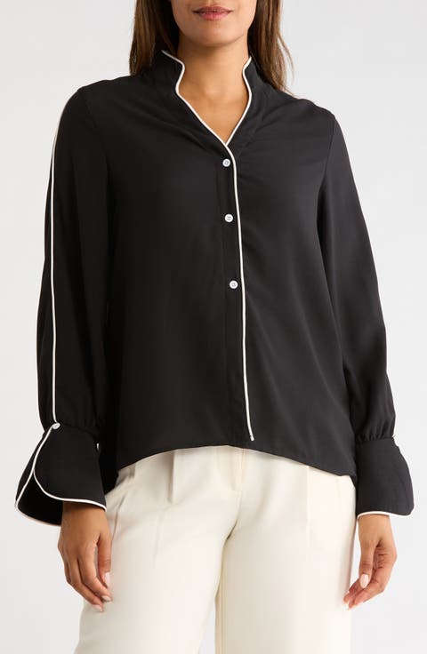 Piped High Neck Shirt