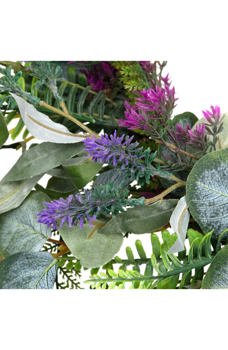 Northlight Lavender and Mixed Foliage Artificial Floral Spring Wreath, Purple and Green - 22-Inch, Alternate, color, Purple