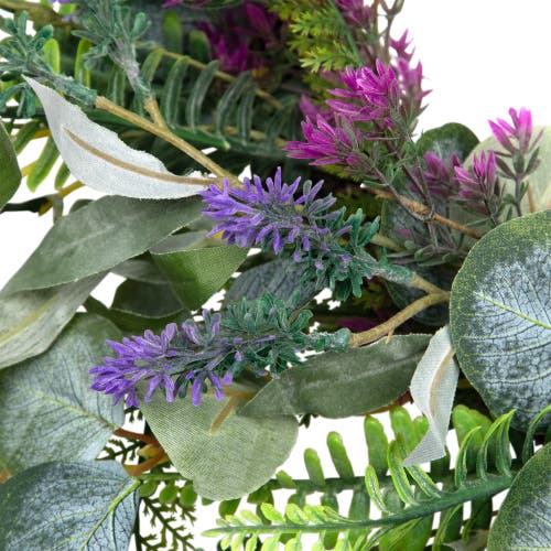 Northlight Lavender And Mixed Foliage Artificial Floral Spring Wreath, Purple And Green In Purple