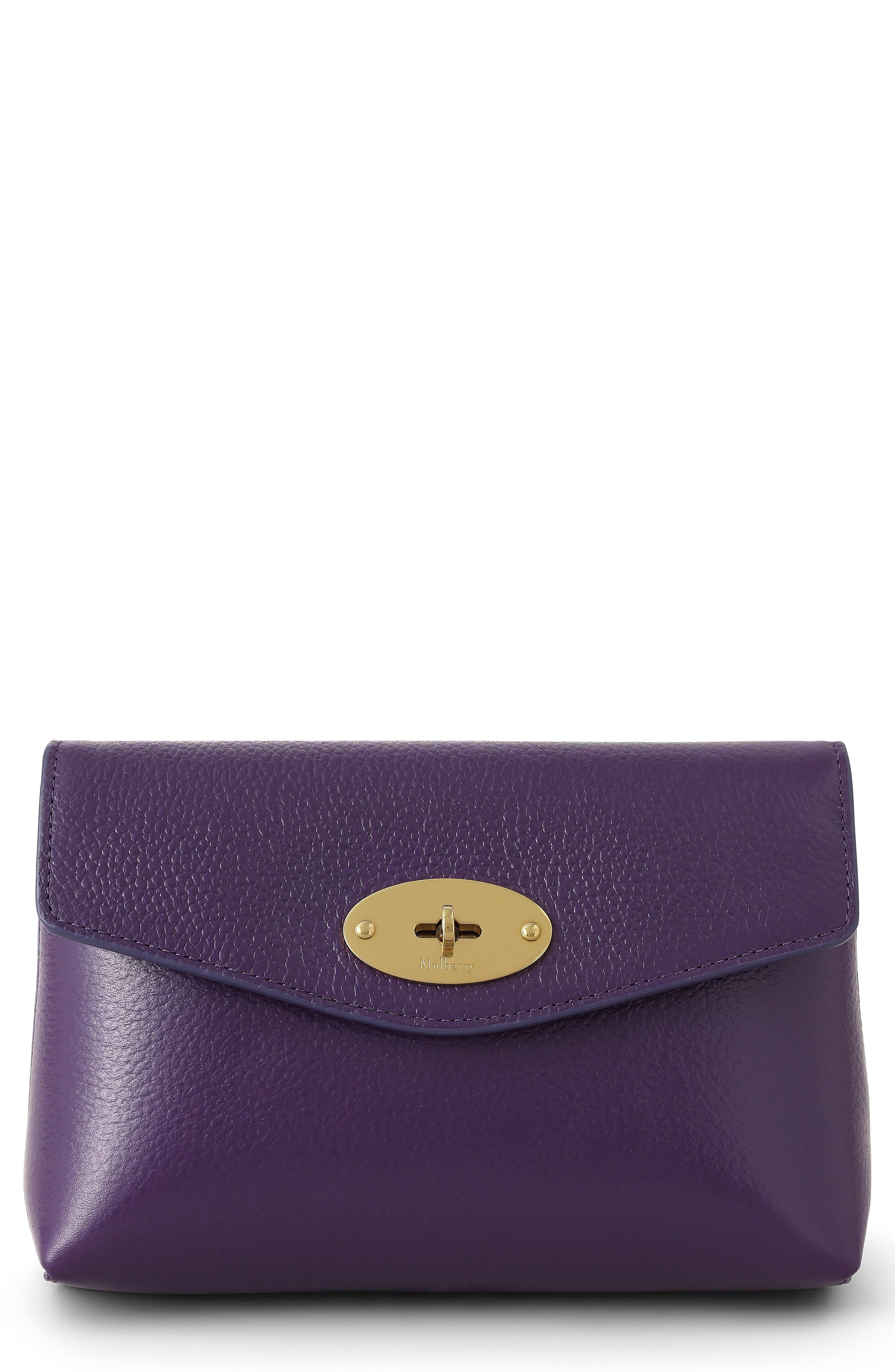 Darley Leather Cosmetics Pouch, Main, color, AMETHYST