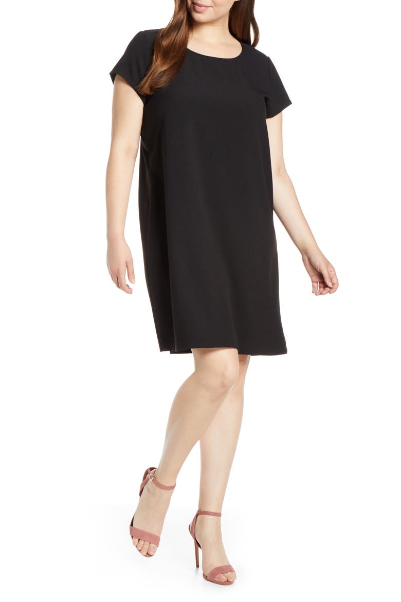 Crepe Shift Dress, Alternate, color, BLACK