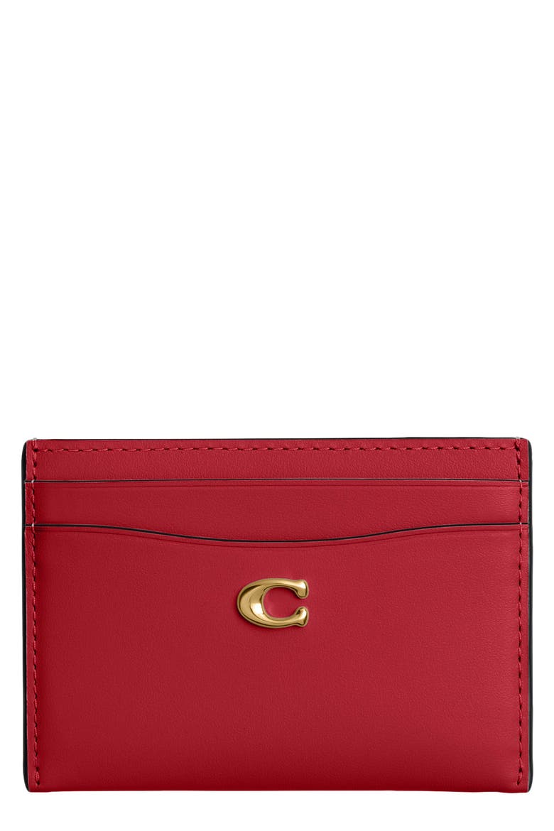 Essential Leather Card Case, Main, color, POPPY