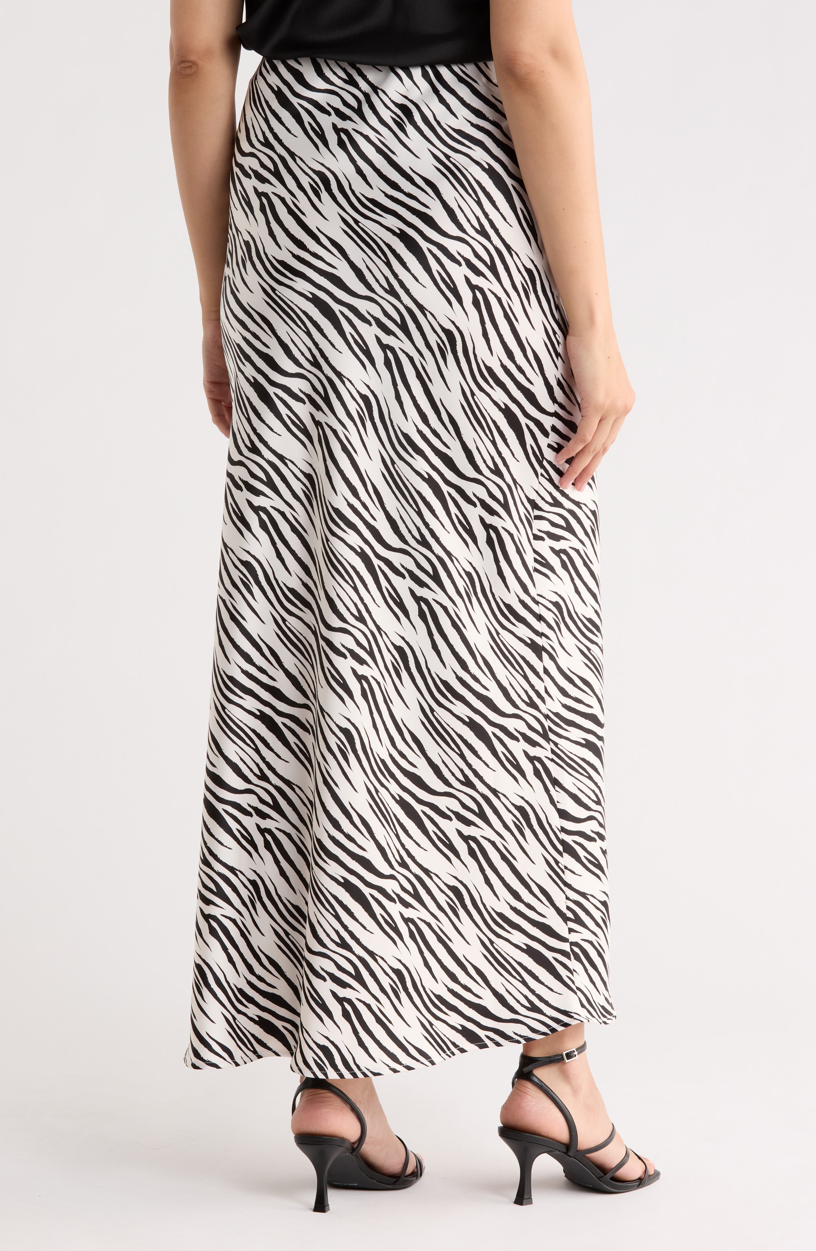 Zebra Print Satin Maxi Skirt - image 2