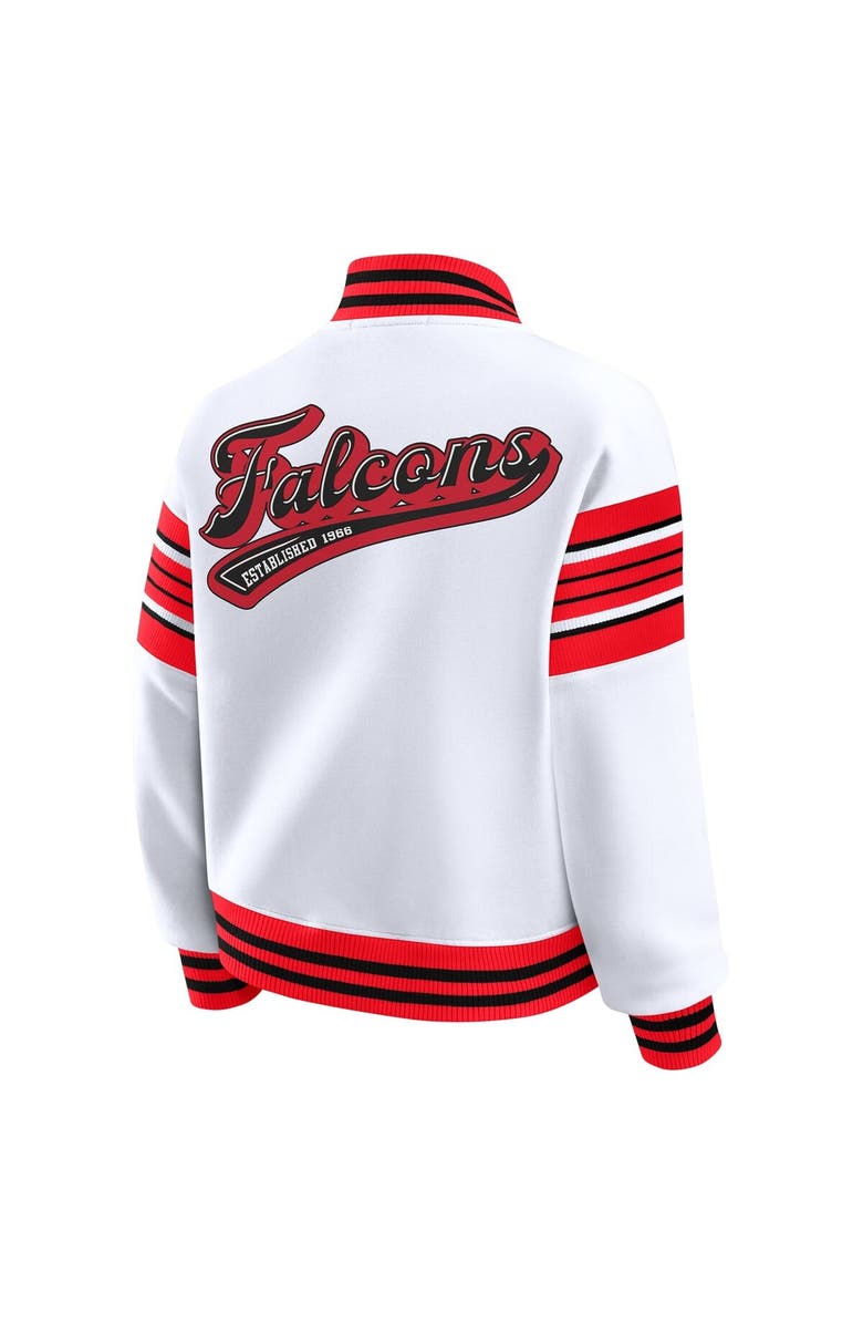 WEAR by Erin Andrews Women's WEAR by Erin Andrews White Atlanta Falcons Full-Snap Fleece Sweatshirt Jacket, Alternate, color, 