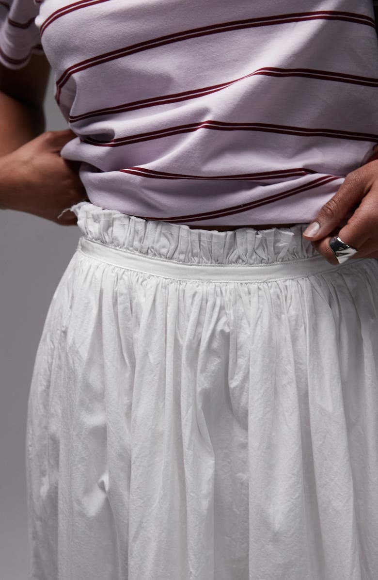 Topshop Laundered Crinkle Cotton Maxi Skirt, Alternate, color, Ivory