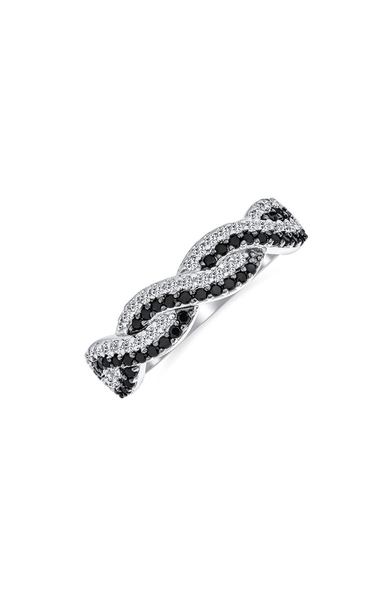 BLING JEWELRY CZ Twist Ring, Alternate, color, Silver