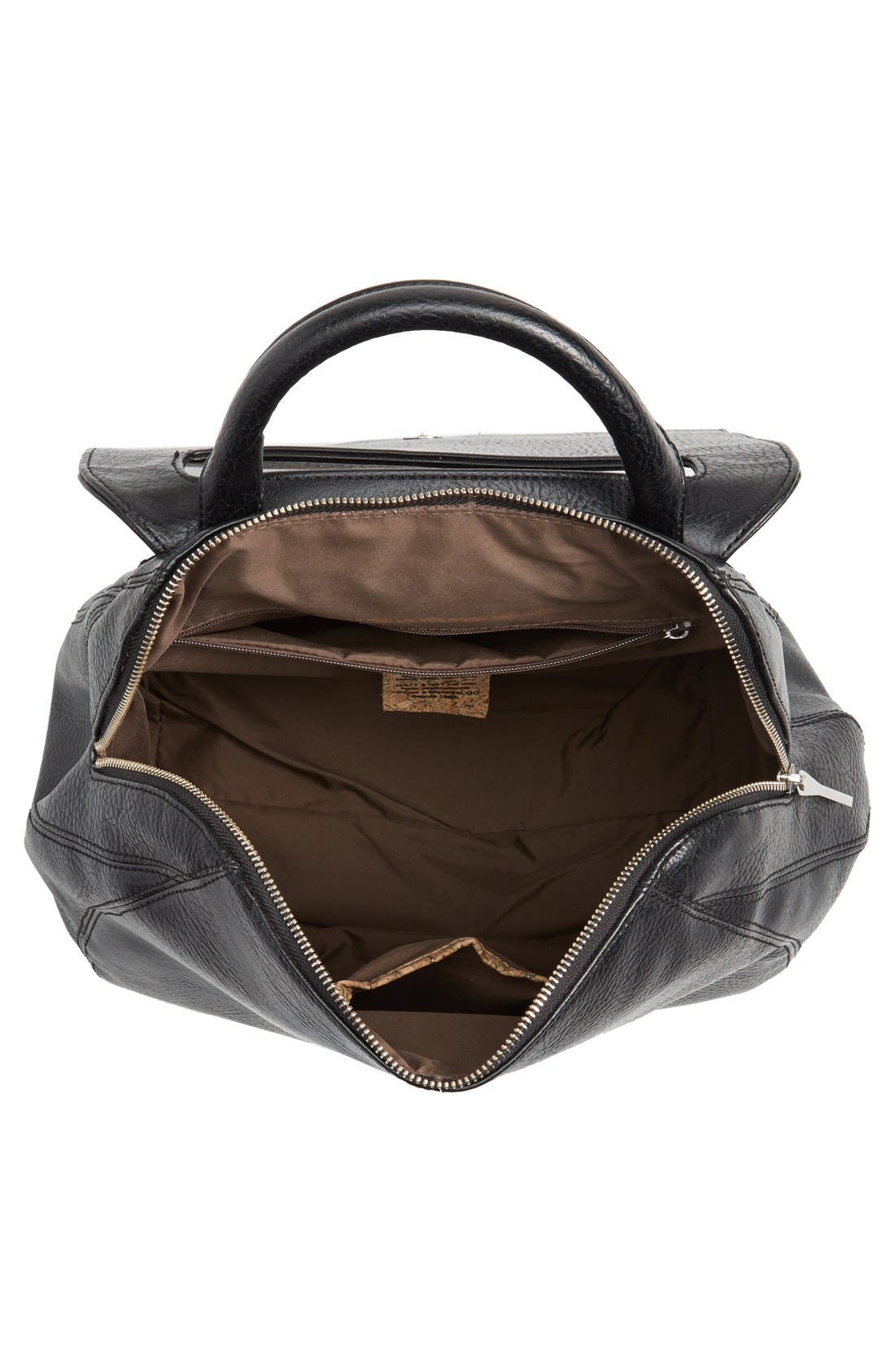 'Wellington' Vegan Leather Satchel, Alternate, color, BLACK