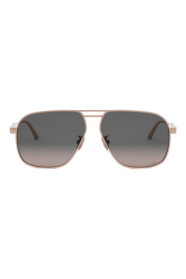 'DiorCannage A3U 58mm Pilot Sunglasses, Main, color, SHINY ROSE GOLD / SMOKE