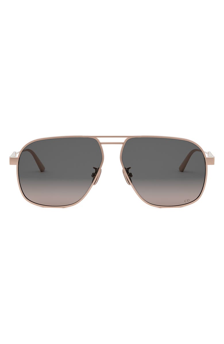 DIOR 'DiorCannage A3U 58mm Pilot Sunglasses, Main, color, Shiny Rose Gold / Smoke