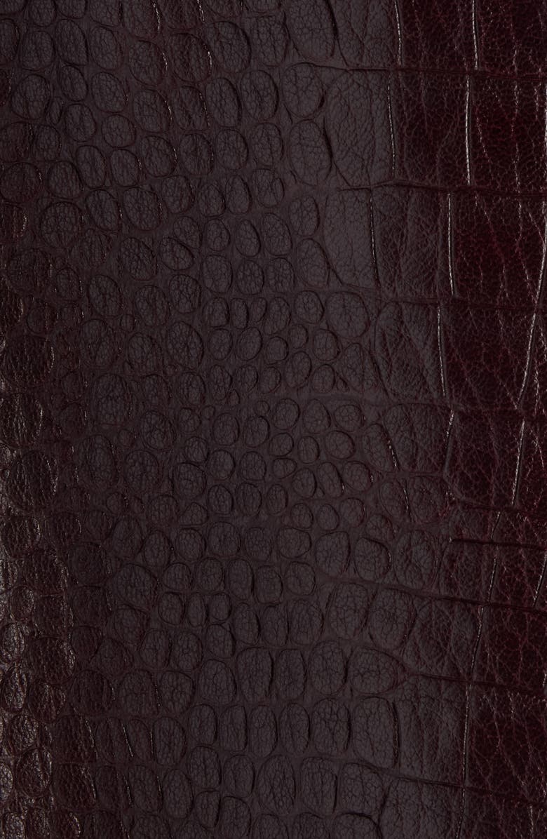 Acne Studios Lamank Croc Embossed Leather Shirt Jacket, Alternate, color, Burgundy