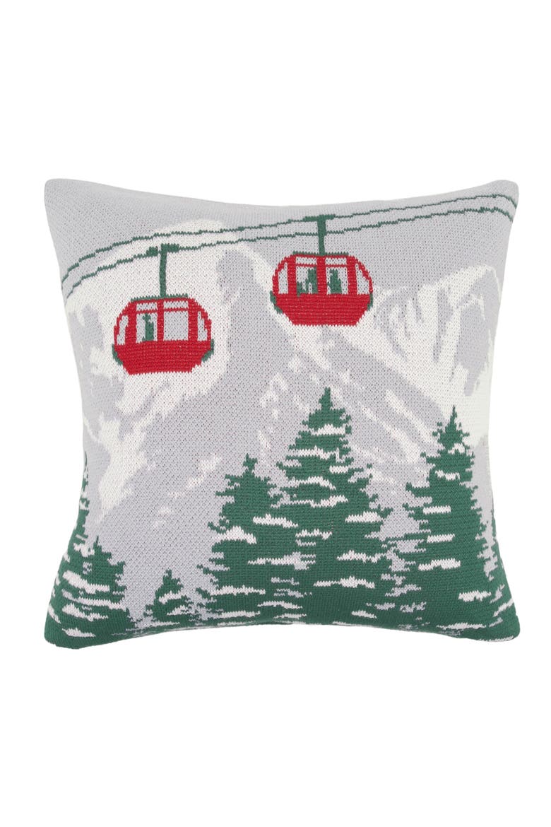 Ski Lift Pines Indoor/Outdoor Knit Accent Throw Pillow  20" x 20", Main, color, Red