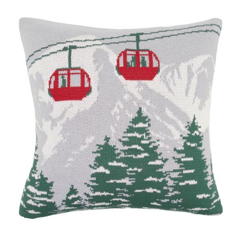 Ski Lift Pines Indoor/Outdoor Knit Accent Throw Pillow  20" x 20"