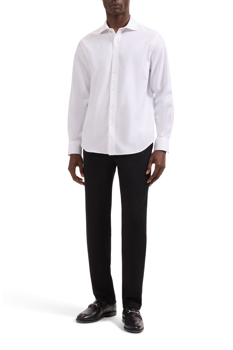 Axel Check Jacquard Cotton Button-Up Shirt, Alternate, color, WHITE