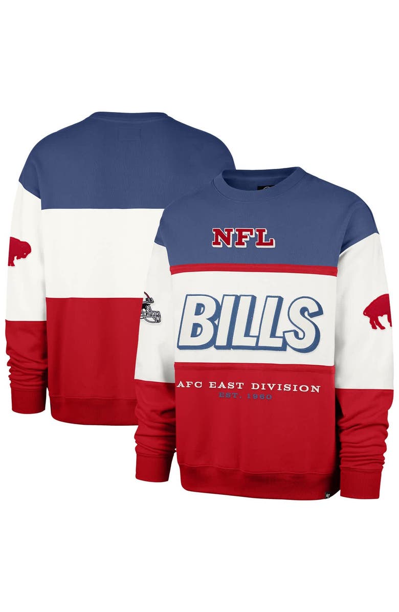 '47 Men's '47  Royal/Red Buffalo Bills Throwback Breeze Maximalist Sweatshirt, Main, color, Royal