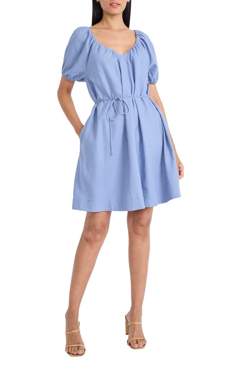 Maggy London Self Belt Trapeze Minidress, Main, color, Infinity