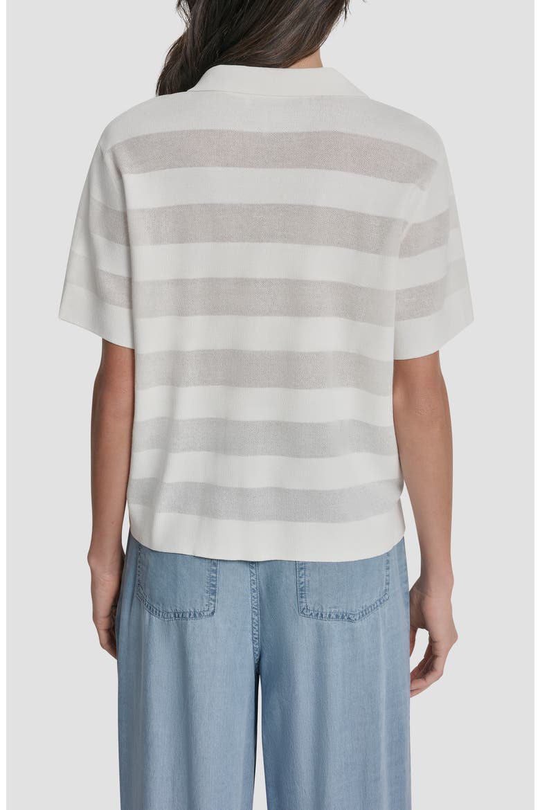 Sheer Stripe Polo, Alternate, color, IVORY