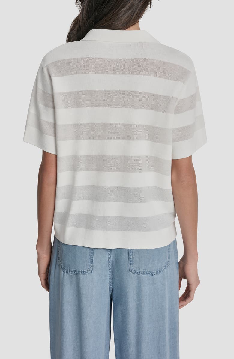 DKNY Sheer Stripe Polo, Alternate, color, Ivory