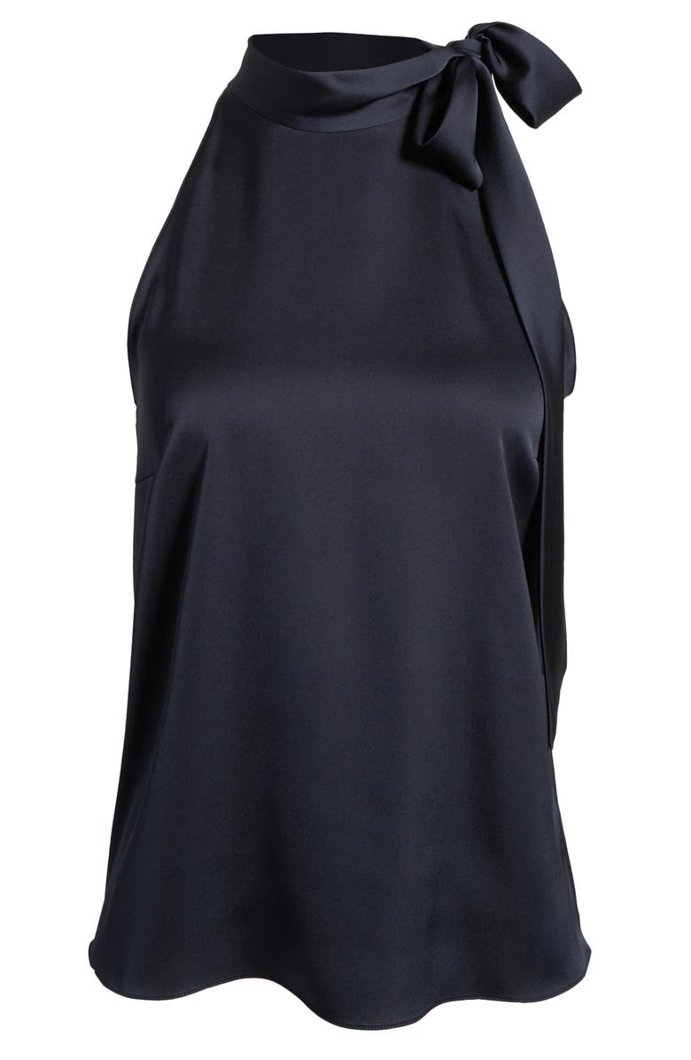 Theory Tie Neck Satin Tank, Alternate, color, Navy