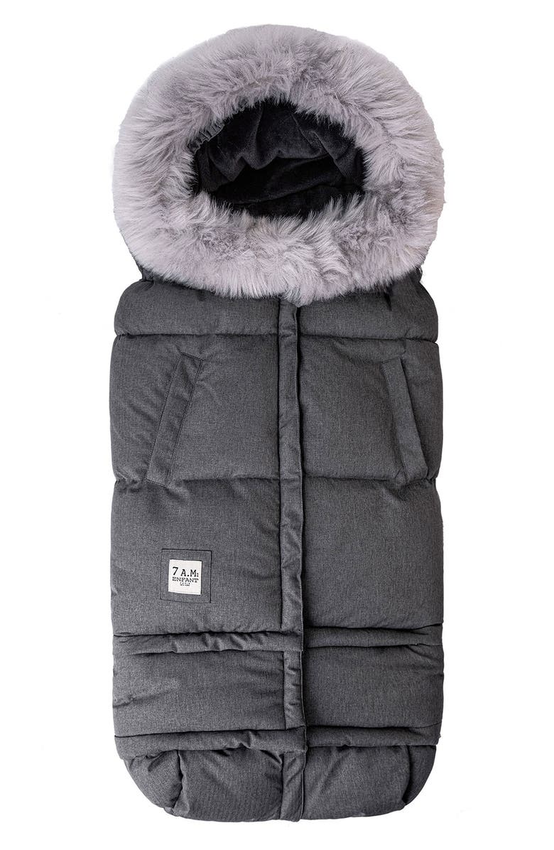 7 A.M. Enfant Blanket '212 evolution<sup>®</sup>' Extendable Stroller & Car Seat Footmuff with Faux Fur Trim, Main, color, 